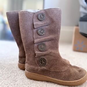 Livie & Luca Tan Kids Boots with Button Accents